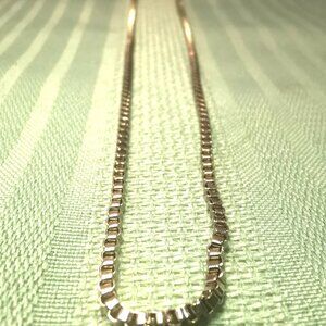 18" Silver Tone Box Chain Necklace Vintage 1990s High Polish Finish